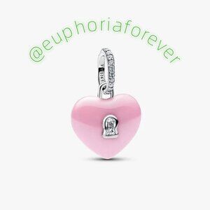 Pandora Pink Ceramic Heart Padlock Dangle Charm